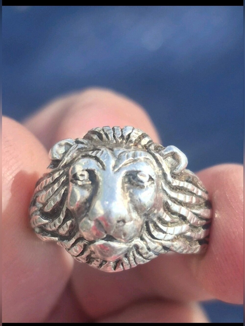 Vintage Sterling Silver Lion Head Ring 925 Marcasite Statement Ring 11g